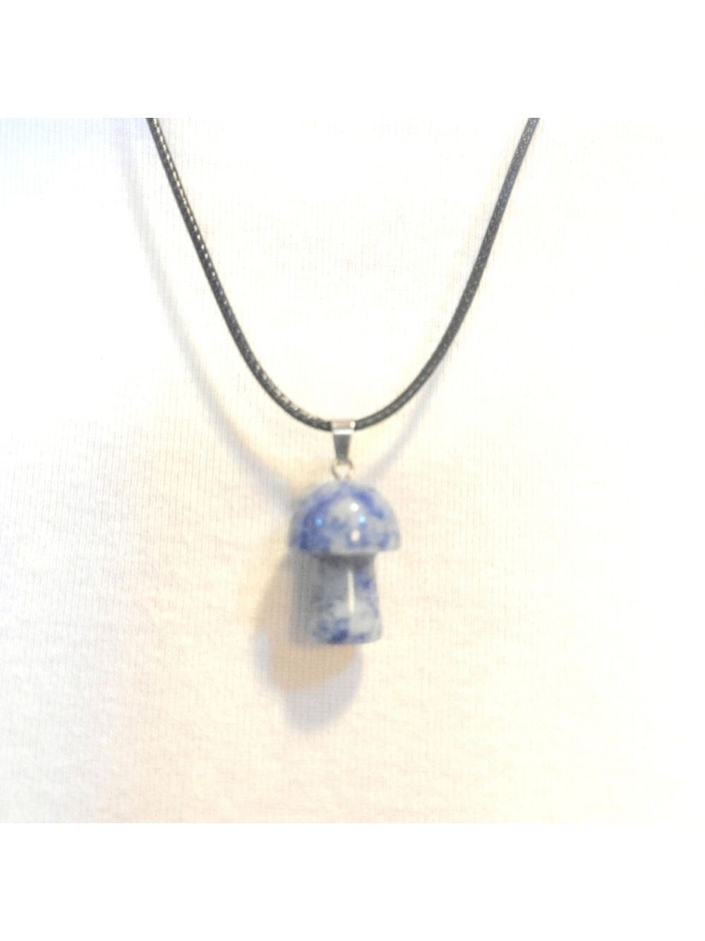 Natural Gemstone Crystal Mushroom Pendant Corded Necklace